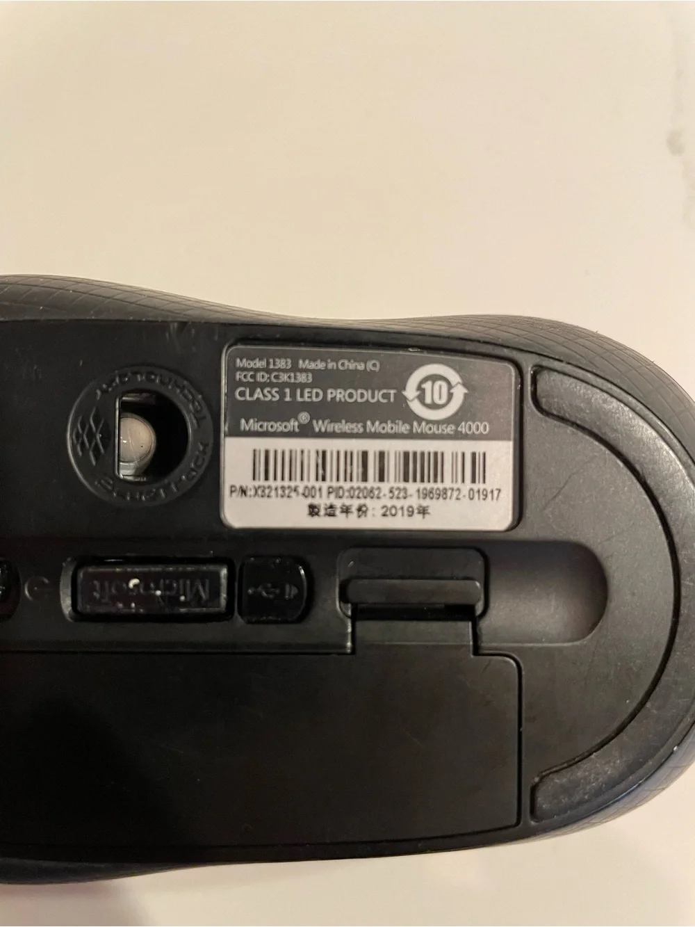 Microsoft Black Wireless Mouse with Green Indicator Light